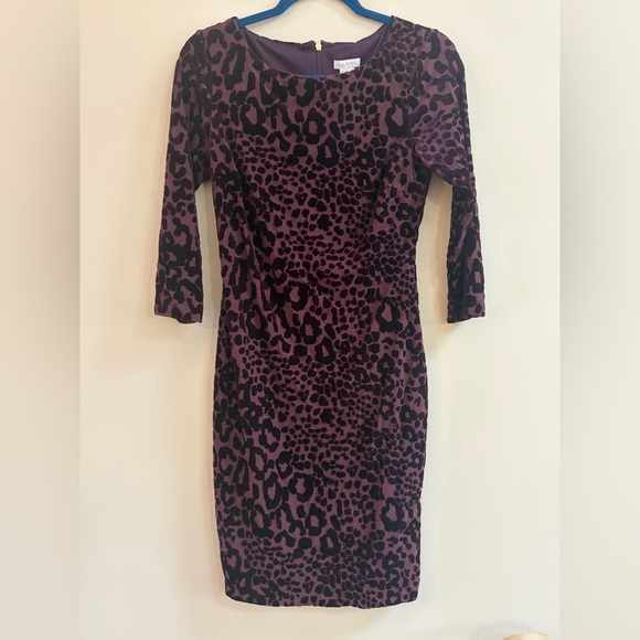 Cache Dresses & Skirts - Cache Long Sleeve Dress in Purple and Black Animal Print